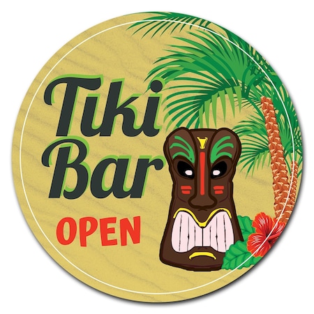Signmission Tiki Bar Circle Vinyl Laminated Decal D-48-CIR-Tiki Bar